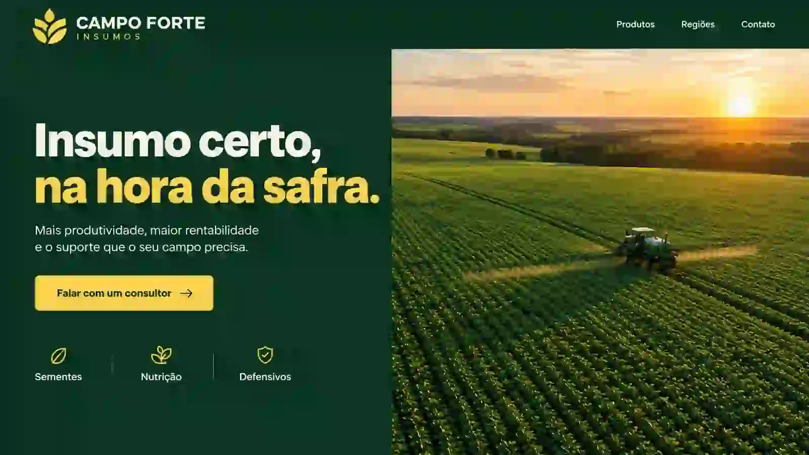 Estudo de landing page para uma distribuidora de insumos fictícia